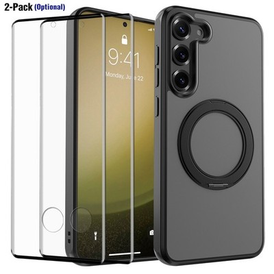 For Samsung Galaxy S23 Case Shockproof Magnetic Ring Stand Cover/Tempered Glass