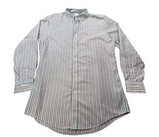 Brooks Brothers Shirt Men XL Milano Fit Blue Stripe Non Iron Supima Cotton Golde