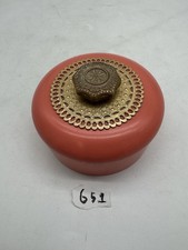 Avon Unforgettable Beauty Dust Powder Container Jar Coral Plastic Brass Accent