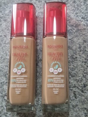 2 x HONEY BOURJOIS HEATHLY MIX FOUNDATION No 55,5 C 30ml