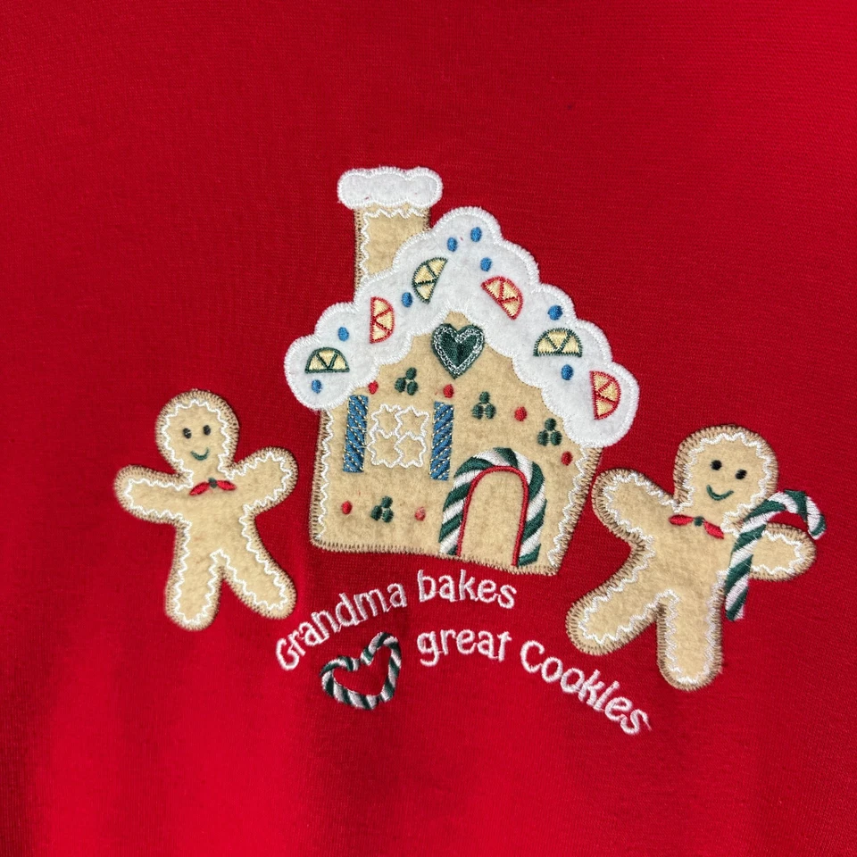 Sudadera Vintage Navidad Años 90 Pan de Jengibre Galleta Talla Grande Abuela Foto 2 de 4