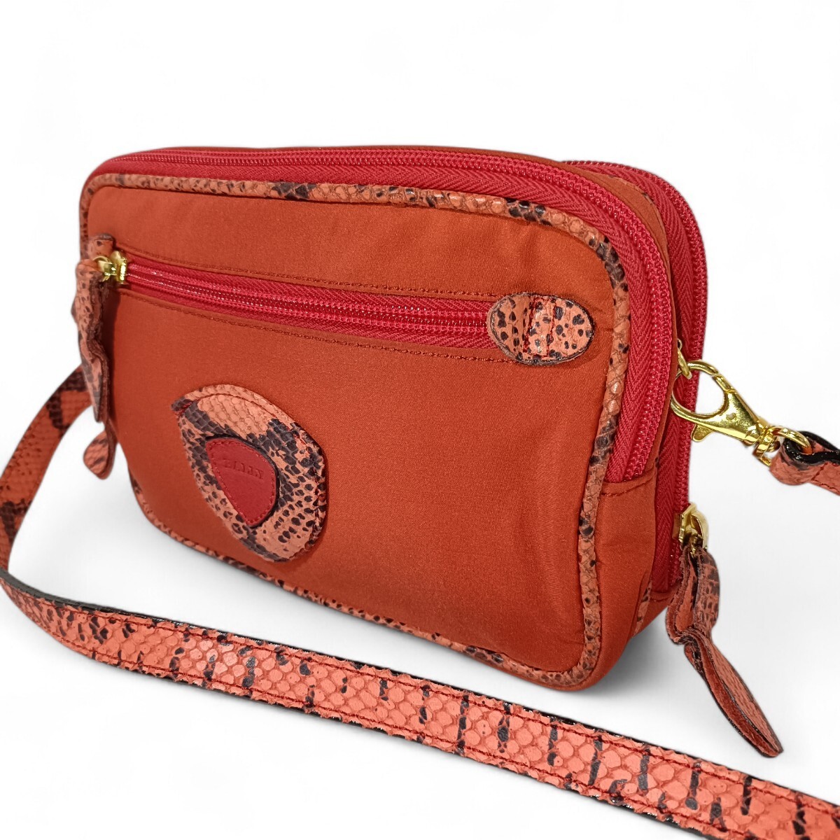 BALLY Shoulder Bag Sacoche Python Snake Pattern R… - image 1