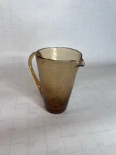 Small Crackled Glass Pitcher with Clear Handle No Chips