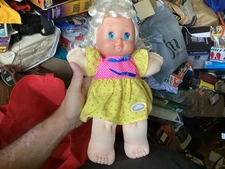 Vintage 1989 Magic Nursery Toddler Girl 15" Doll & 2 more dresses