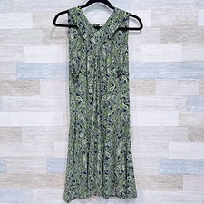 MICHAEL KORS Paisley Crossover Halter Dress Green Womens XL