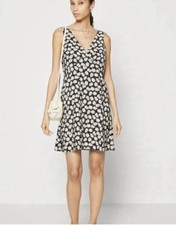 Gap Womens Black And White Shirt Floral Midi Dress V-Neck Sundress, Sz 6