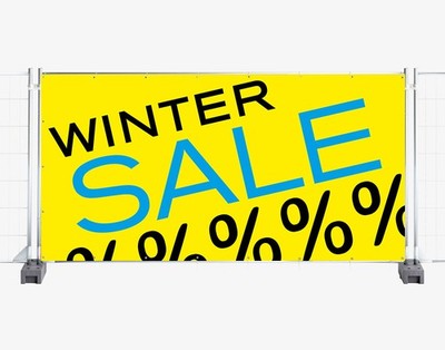 Bauzaunbanner bedruckt mit WINTER SALE Digitaldruck Werbedruck 340 x 173 cm