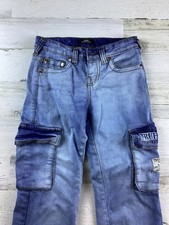 True Religion Ricky Relaxed Straight Boys Size 10 Denim Cargo Skateboarder Jeans