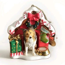 2009 Danbury Mint Sheltie "Home for the Holidays"  Ornament with Tag