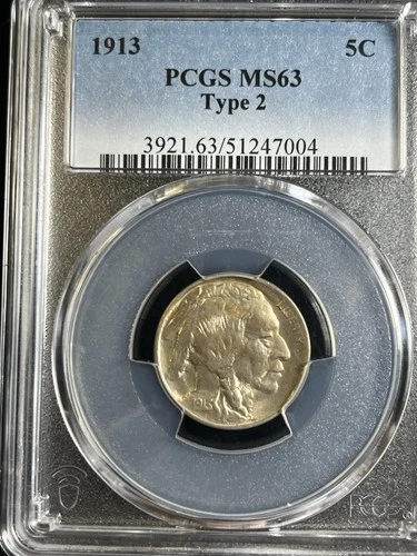 1913 TYPE 2 BUFFALO NICKEL PCGS MS 63 Nice Luster And Color