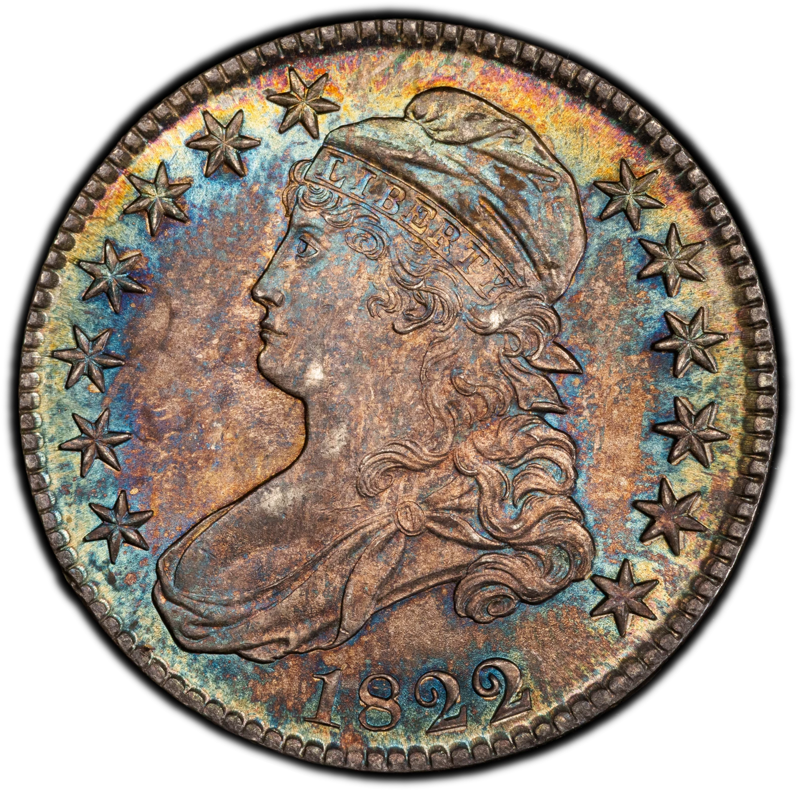 1822/1 50C Capped Bust Half Dollar PCGS MS65+ (CAC)