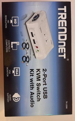 TRENDnet 2-Port USB KVM Switch Kit mit Audio   TK-209K   NEU