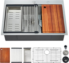 Kitchen Sink, 30 X 22 X 10 Drop in Kitchen Sink 16 Gauge Stainless Steel Kitchen