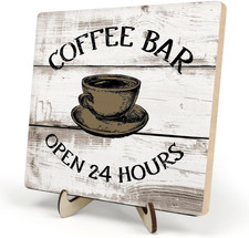 Vintage Coffee Bar Sign - Rustic Farmhouse Decor for Home or Cafe