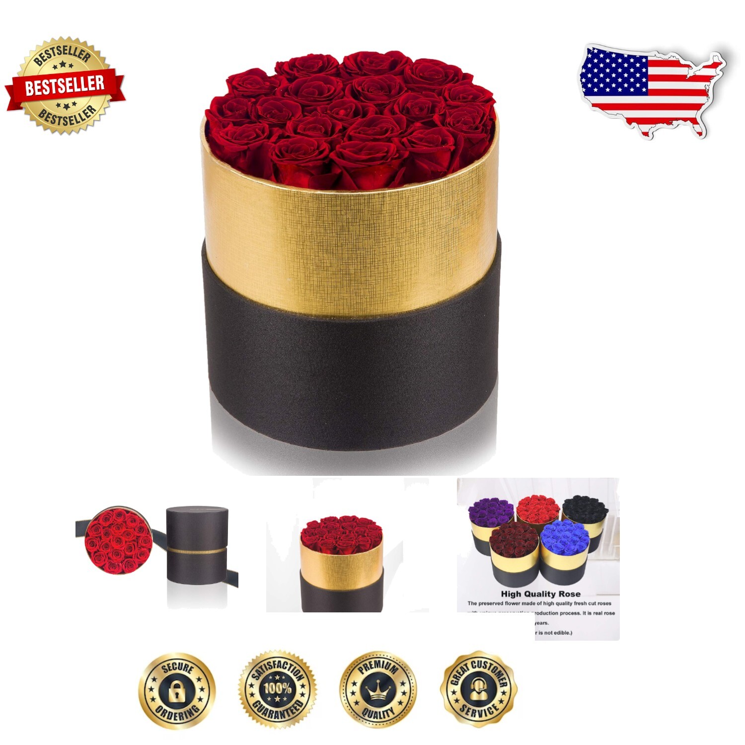 Red Forever Roses Gift Box - Lasting Beauty, Thoughtful Gift for Valentine’s Day