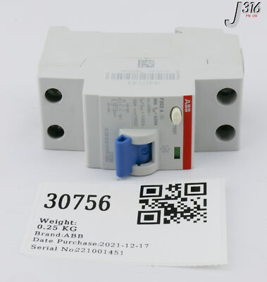 30756 ABB CIRCUIT BREAKER,2 POLE, 25 A, 2CSF202101R1250 (NEW) F202
