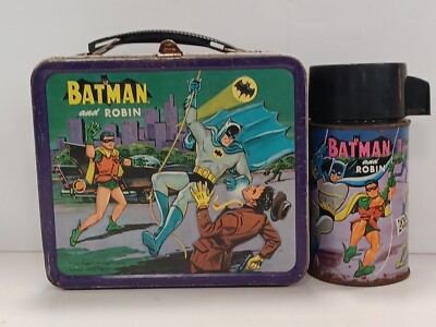 BATMAN and ROBIN 1966 TV Show METAL LUNCHBOX with THERMOS by