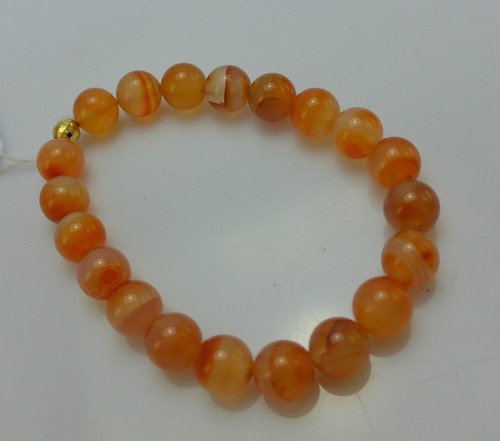 Vintage Karneol Armband mit vergoldeter Schließe / gefädelt auf Kunststoff - Bild 1 von 3