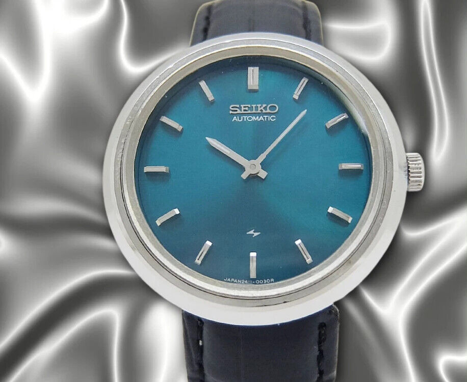 Seiko Chariot 2411-0050 SS Unique One Piece Case Green Dial Automatic 34mm Men's