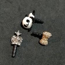 Claires 3 Piece Cell Phone Plug Set Crown Tiara Panda Bow NWOT