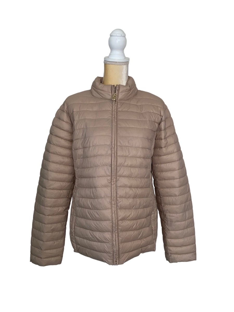 Michael Kors ロゴ入りジャケット MICHAEL KORS Champagne Nylon Packable Jacket Gold Beige Women Size