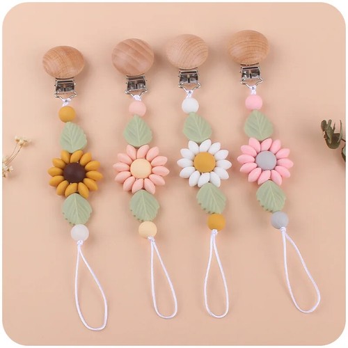 Baby Pacifier Chains Clip Holders Teething Attachment Flowers Design Accessories
