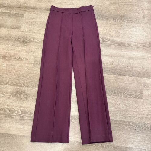Ann Taylor Womens 4 Wide Leg Trouser Pants Burgundy Maroon Front Seam