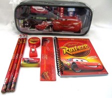 Disney Pixar Cars Red Pencil Case Pouch and Stationary Set Combo-Brand New 