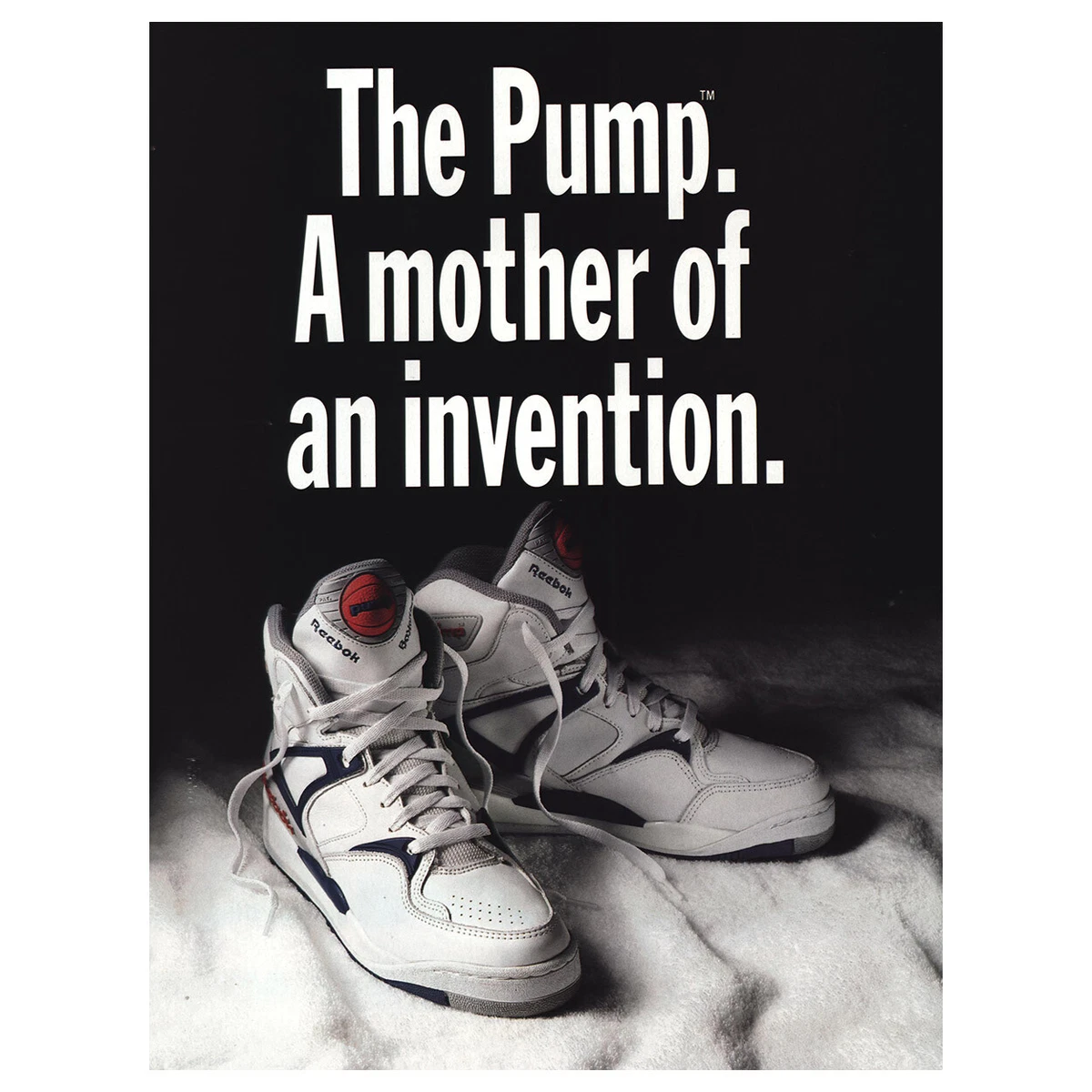 1990 Reebok The Pump Mother Of an Invention Vintage Print Ad