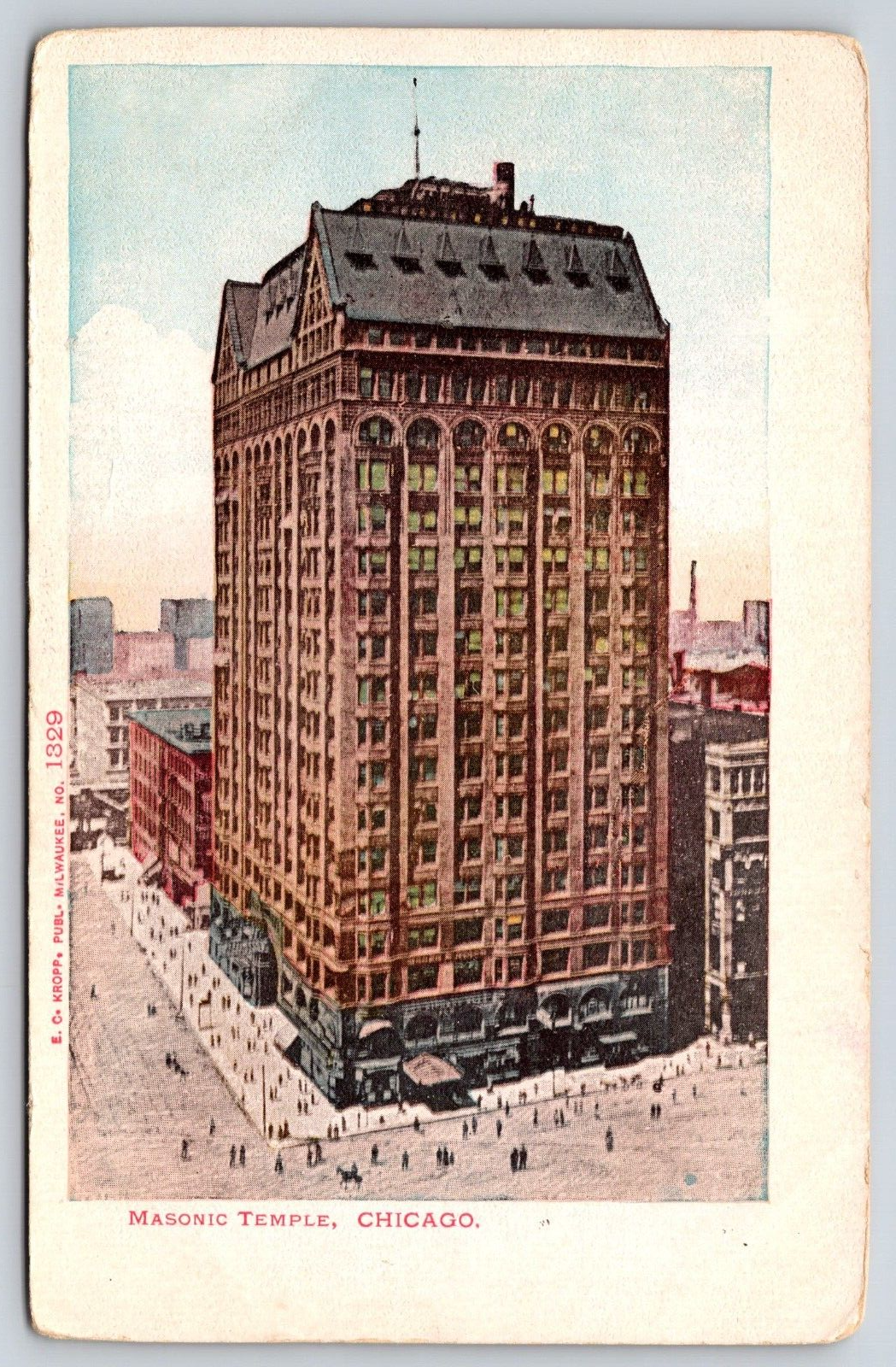 Original Old Vintage Outdoor Postcard Masonic Temple Building Chicago Illinois