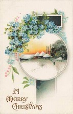 Postcard c1910 Snow Covered House Forget Me Nots Christmas P167