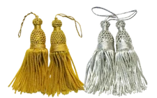 4.5" FRENCH GOLD SILVER METALLIC BULLION TASSEL PASSEMENTERIE VESTMENT CHURCH