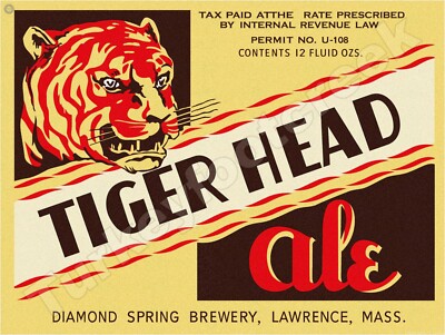 Tiger Head Ale Beer Label 18'' x 24'' Metal Sign