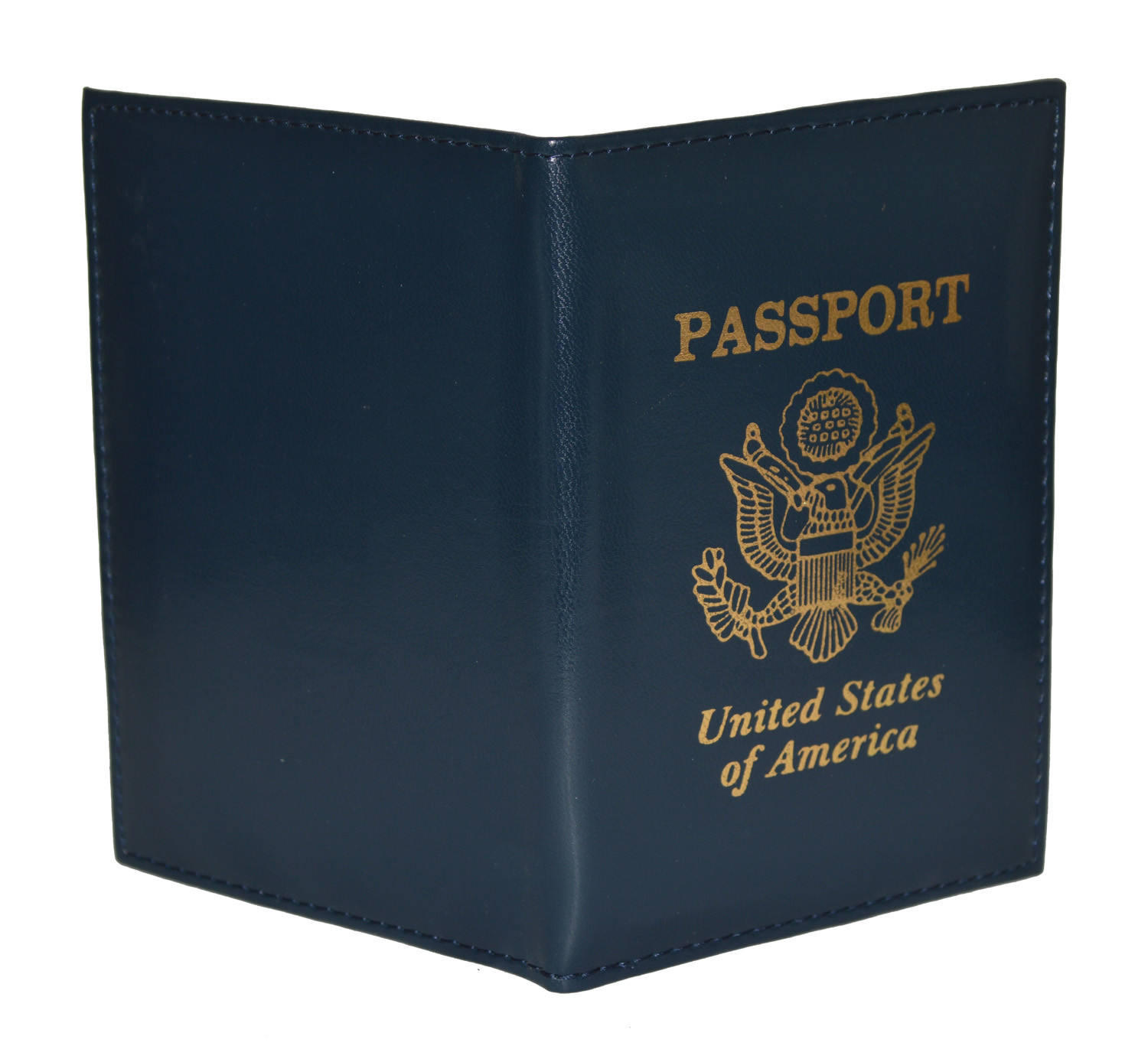 United States Passport Holder Golden Print Blue - NEW