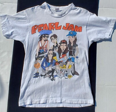 Vintage Super Rare Design 1990s Pearl Jam World Jam caricature T 