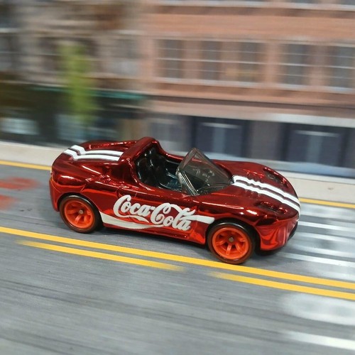 Hot Wheels 2008 TESLA ROADSTER Red CHROME COCA COLA (WANGSTAR CUSTOM) REAL RIDER - Picture 4 of 15