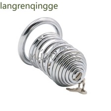 Stainless Steel Metal Click Lock Male Chastity Device Cage with 3 Rings