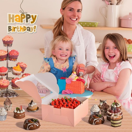 32 Stck. 10 Zoll Kuchenboxen mit Kuchenbrettern 16 Stück Rosa Kuchenboxen 16 Stück Kuchen Bo... - Bild 5 von 6