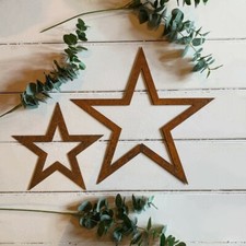 Flat Rusty Outline Metal Stars, Barn Star, Hanging Wall Decoration, Iron, Xmas, 