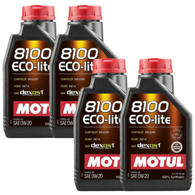 Motul 8100 ECO-LITE 0W20 100% Synthetic Engine Oil 108534 1L 4 Pack