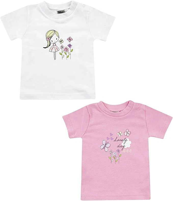 Jacky Baby 2er-Pack T-Shirts " Blumen " rosa Gr. 50-92 - Bild 1 von 1