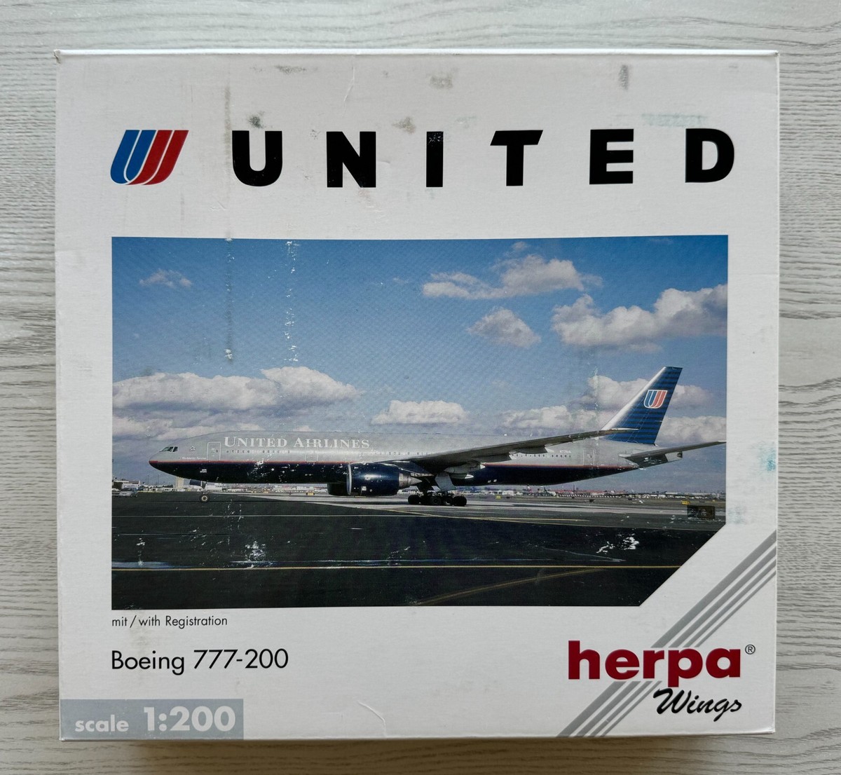 ✈️ Herpa Wings United Airlines BOEING 777-200 🇺🇸 Model #550024  