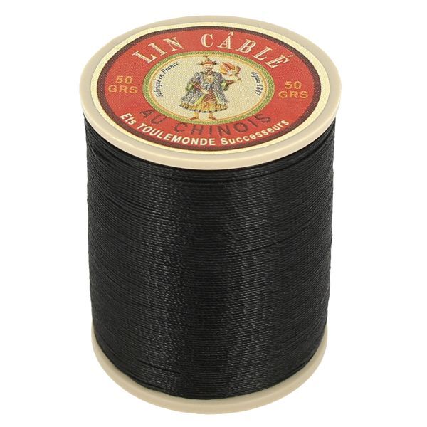Fil de lin Au Chinois 180 noir fil cablé glacé pour couture cuir point de sellier