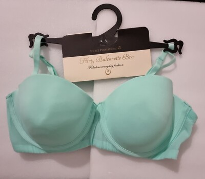 Womens Mint padded Plain balcony bra Removable Straps