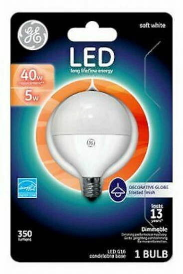 (2) GE Lighting 37892 5 Watt E12 G25 Globe Frosted Soft White LED Dimmable Bulb - Image 2 of 4
