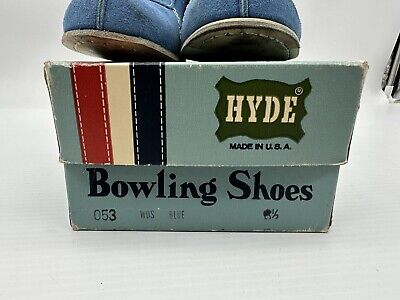 HYDE BOWLING SHOES Vintage 60s-70s Blue Suede Leather Women Sz 6.5 Nice W  Box