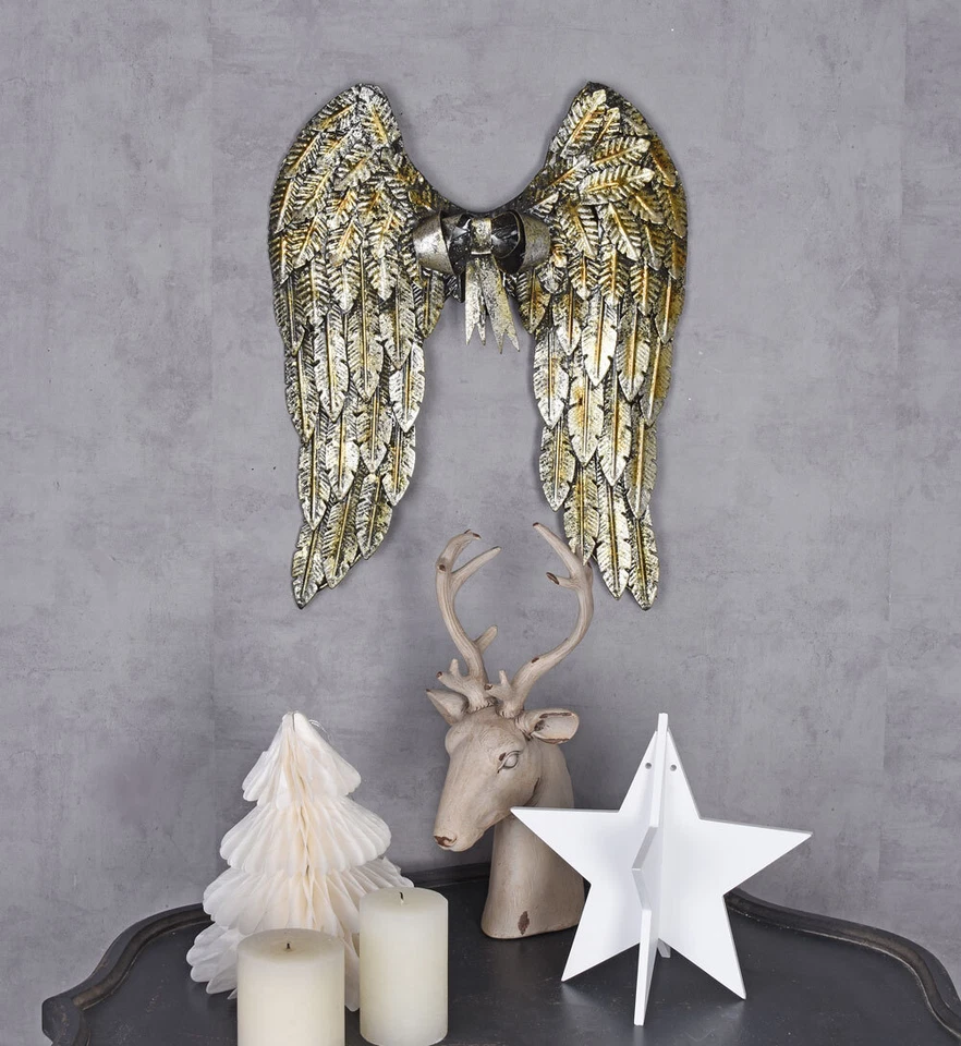 Wandflügel Dekoration Wand-Objekt Engelsflügel Wandbehang Landhaus Metallflügel - Bild 3 von 4
