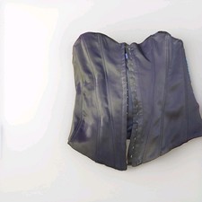 Zara Womens Satin Effect Corset Top Bustier Sz M Black Boned Sweetheart Goth