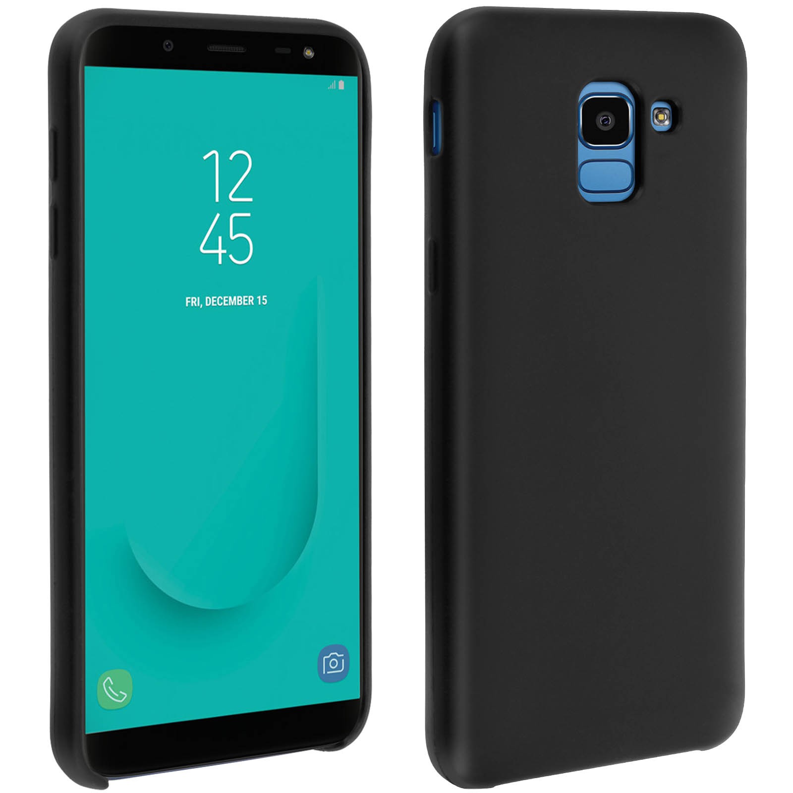 Coque Galaxy J6 Avizar en silicone souple noir au toucher doux