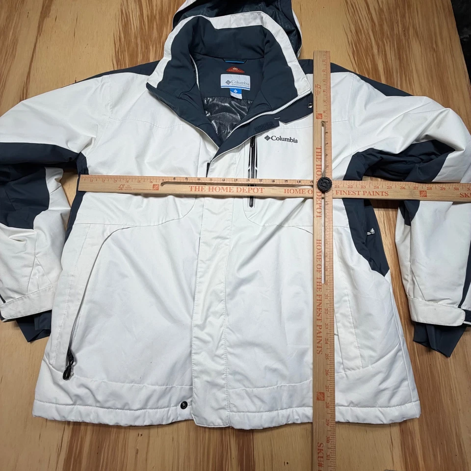 Columbia Omni-Heat Ski Snow Jacket Men's XL White Gray Waterproof Winter Coat - Image 4 of 4